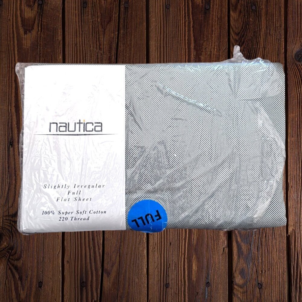Nautica Y2k Black White Plaid Check Flat Full Sheet Vintage NWT